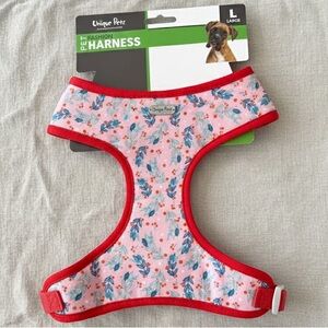 NWT Unique Petz Floral Mesh Dog Harness Large Pink Red Blue